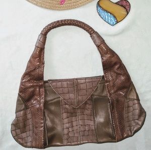 BCBG Max Azria Brown Leather Multi Texture Purse